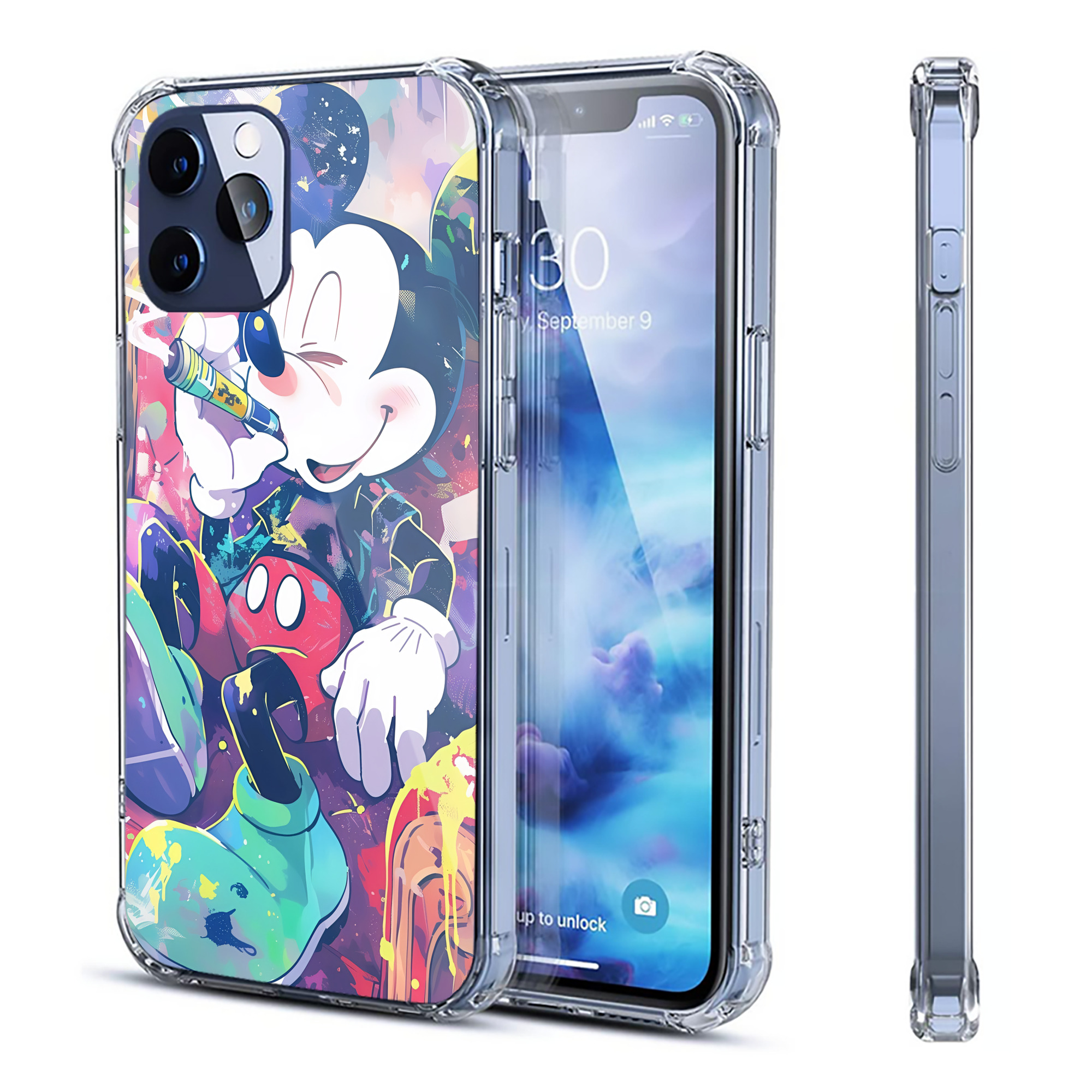 （画像用） ミッキーマウス Mickey Mouse 【iPhone 12シリーズ対応】透明スマホケース（クリアソフトケース）